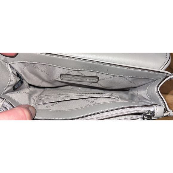 Michael Kors Gray Leather Quilted Crossbody Bag with Chain Strap - Picture 12 of 13